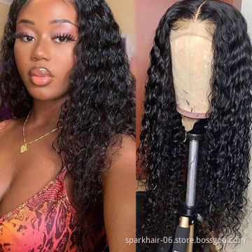 Wholesale Water Wave Human Hair Wigs for Black Women,Kinky Curly Full Lace Wig With Baby Hair,40Inch Virgin Kinky Curly Lace Wig